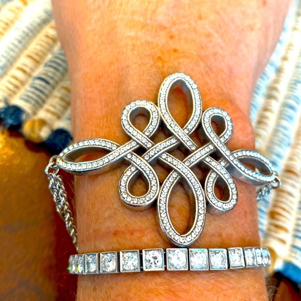 Brighton KNOTTINGHAM Celtic Cross Clear Swarovski Crystal Silver Bracelet RARE - Picture 8 of 11